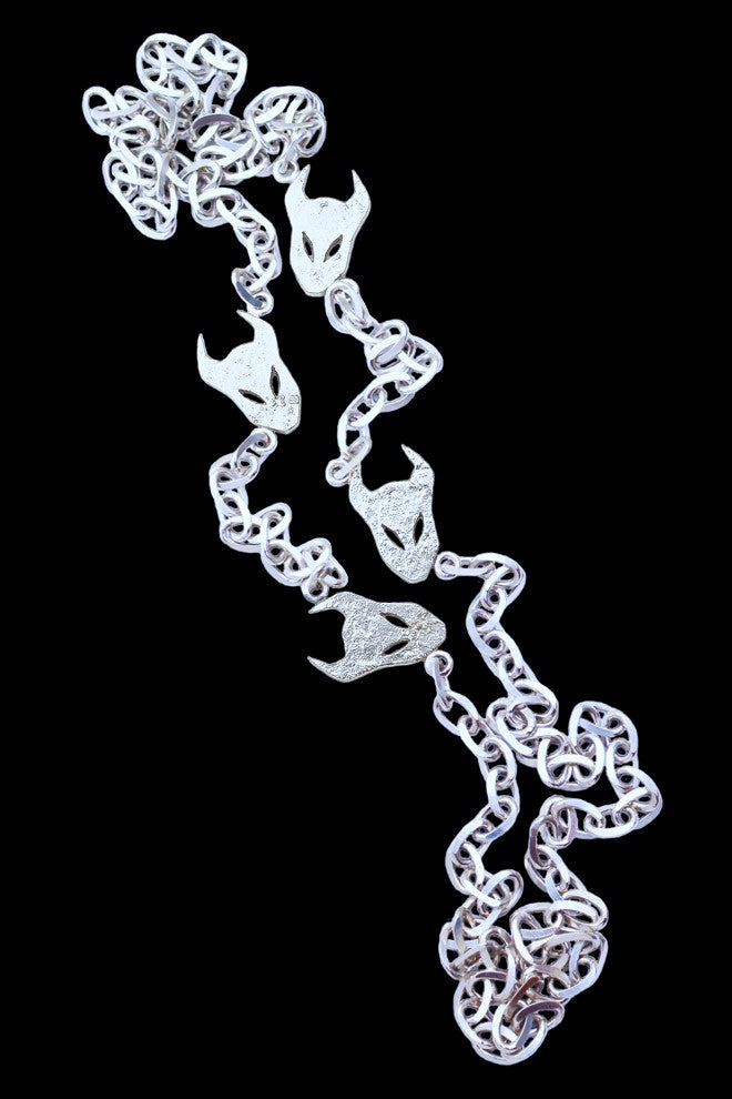 Long Demon Silver Necklace