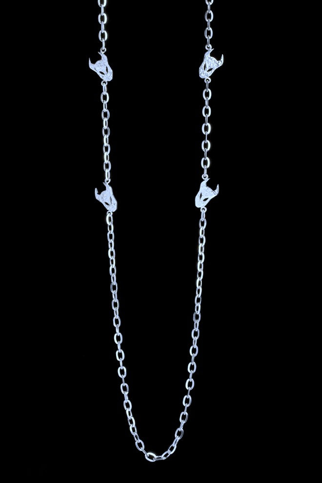 Long Demon Silver Necklace
