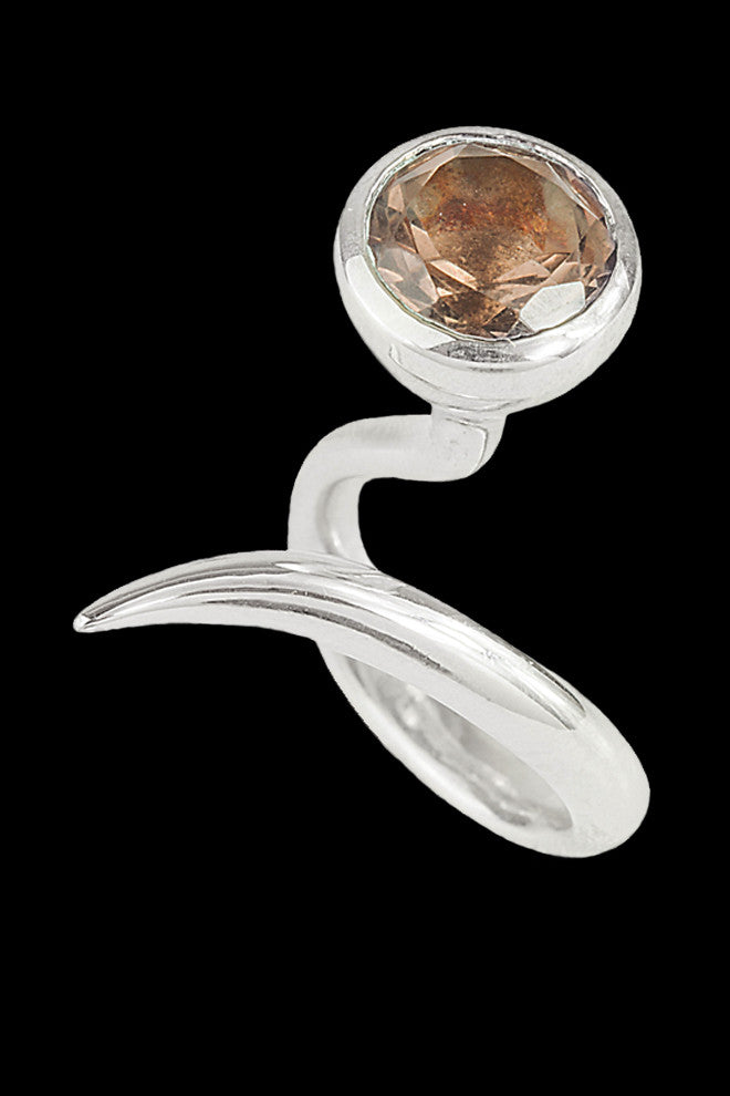 Dixie Cobra ring in silver with smoky quartz by Annika Burman