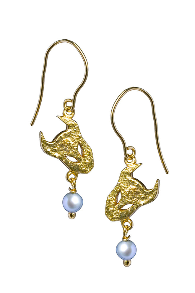 Demon earrings in gold vermeil with pearls by Annika Burman