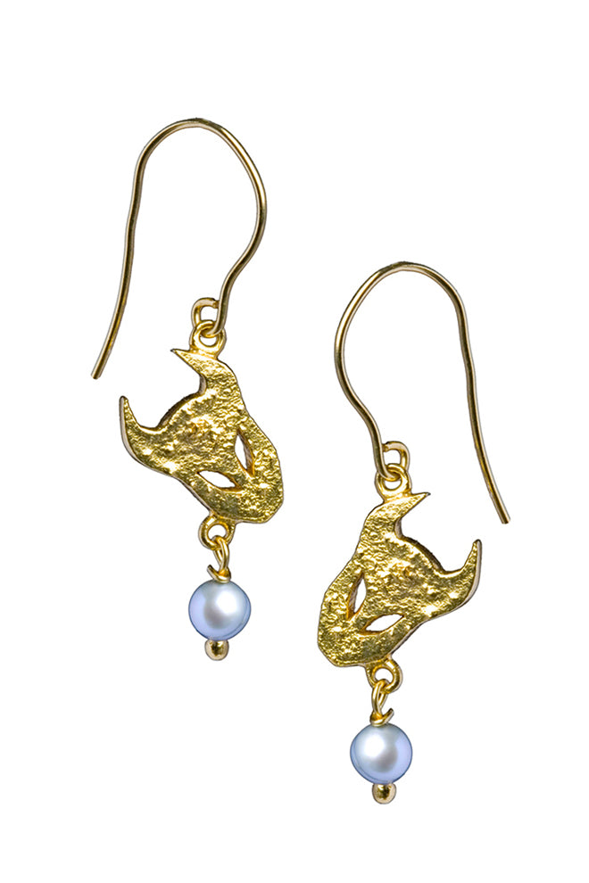 Demon earrings in gold vermeil with pearls by Annika Burman