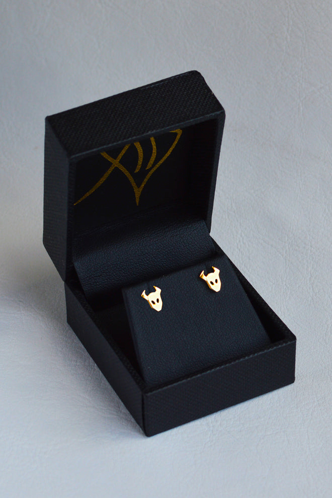 Demon stud earrings in 18ct gold by Annika Burman