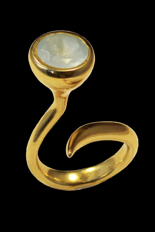 Dixie Cobra ring in gold vermeil with aquamarine by Annika Burman