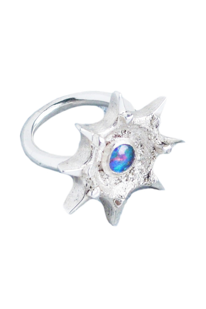 Nebula ring in silver with opal by Annika Burman