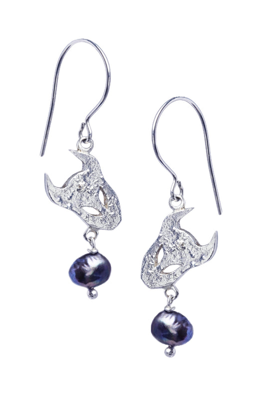 Demon Earrings in Silver with Pearls