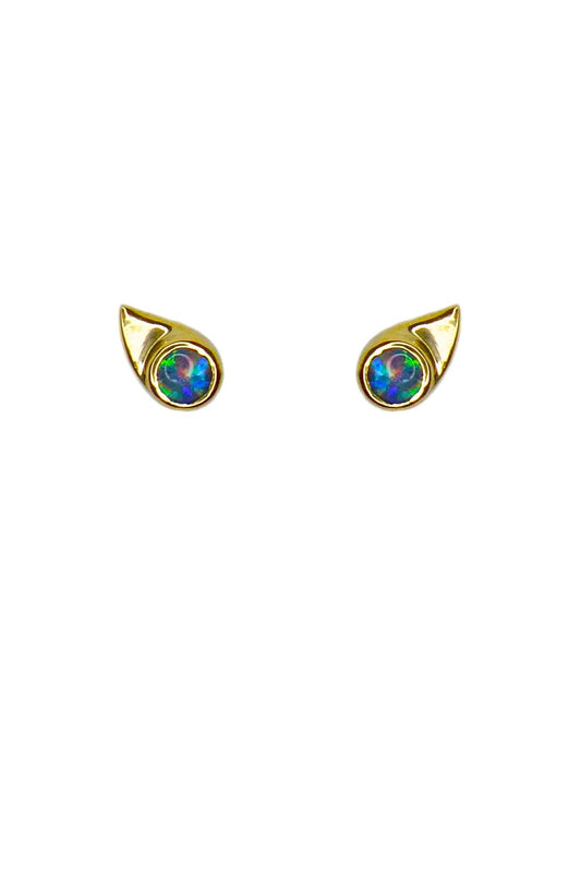 lynx gold and opal stud earrings by Annika Burman