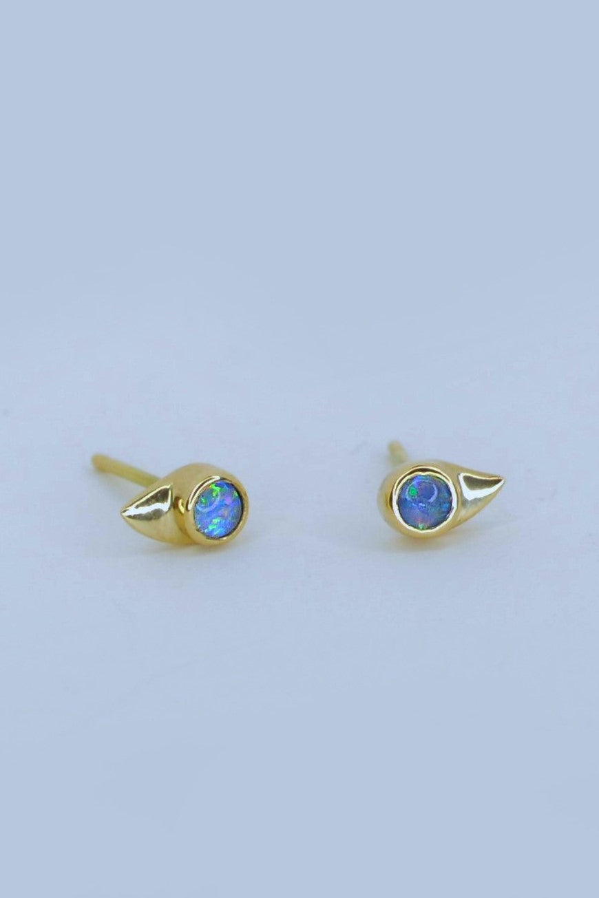 lynx gold and opal stud earrings by Annika Burman