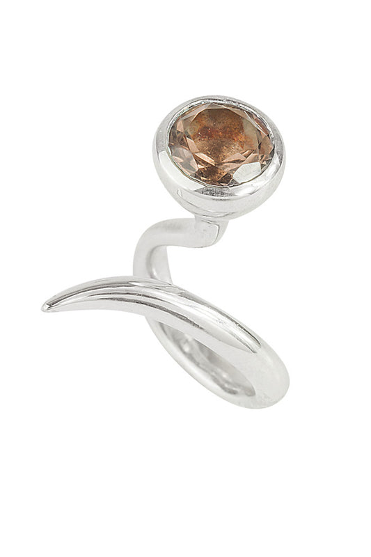 Dixie Cobra ring in silver with smoky quartz by Annika Burman