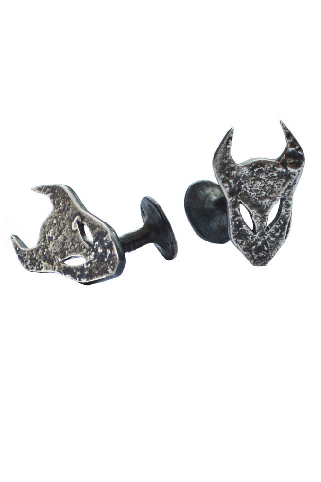 Demon cufflinks in blackened silver by Annika Burman