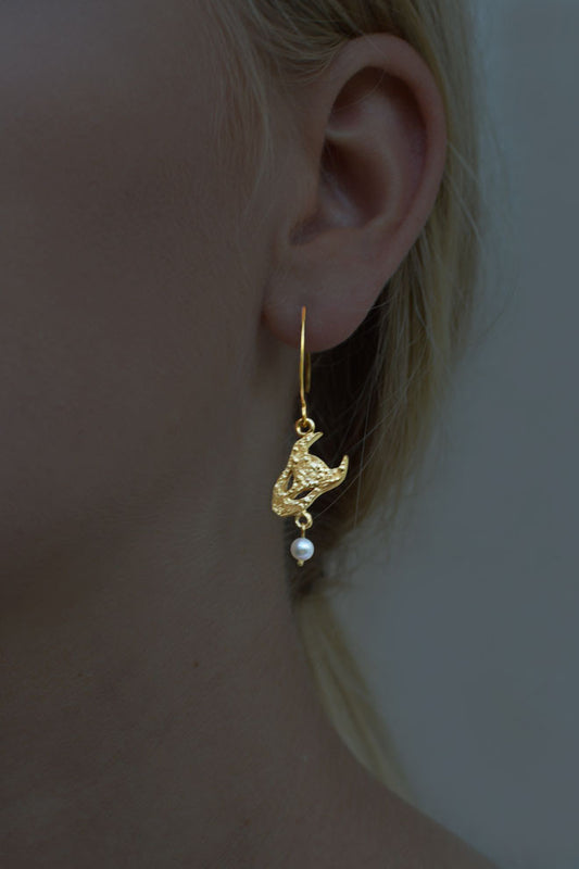 Demon earrings in gold vermeil with pearls by Annika Burman