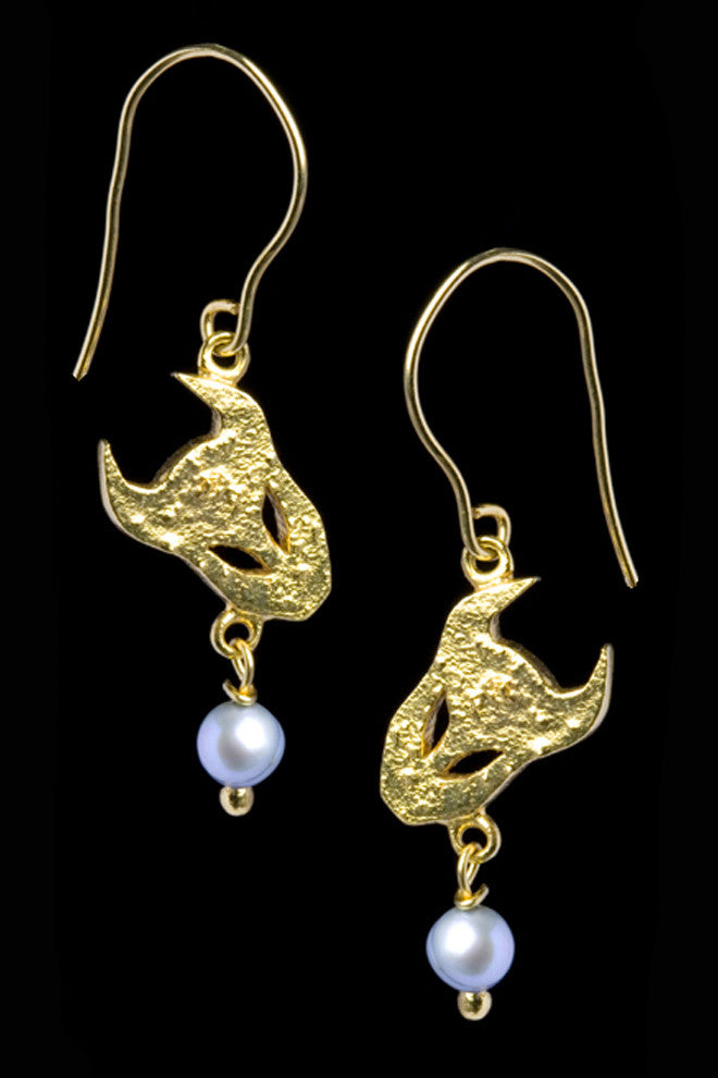 Demon earrings in gold vermeil with pearls by Annika Burman