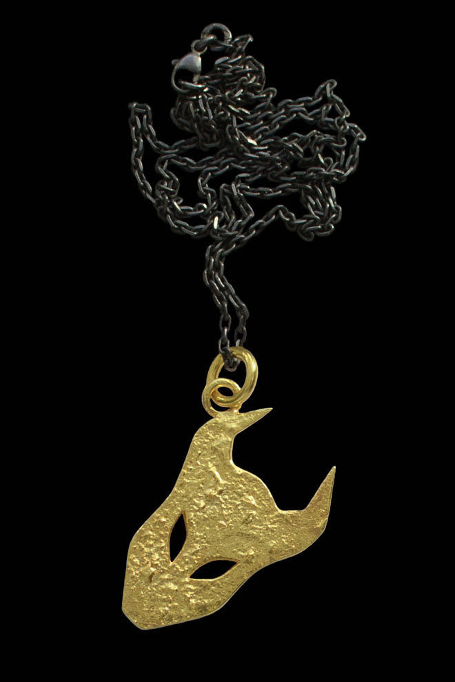Large Demon pendant necklace in gold vermeil by Annika Burman