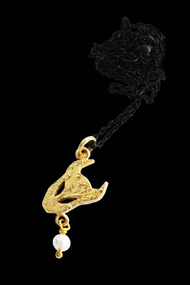 Small Demon pendant necklace in gold vermeil with pearl by Annika Burman