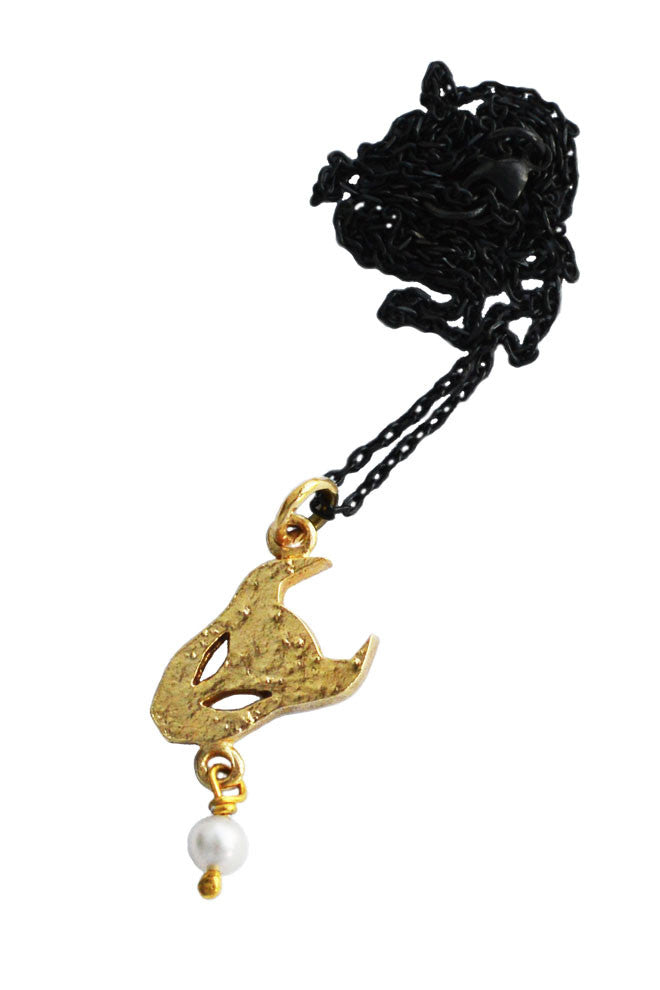 Small Demon pendant necklace in gold vermeil with pearl by Annika Burman