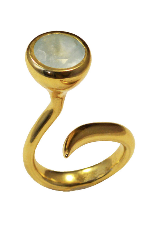 Dixie Cobra ring in gold vermeil with aquamarine by Annika Burman