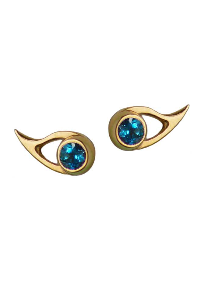 Fox Eye gold earrings by Annika Burman