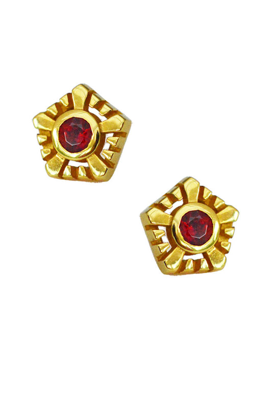 Helia stud earrings in gold vermeil with garnets by Annika Burman