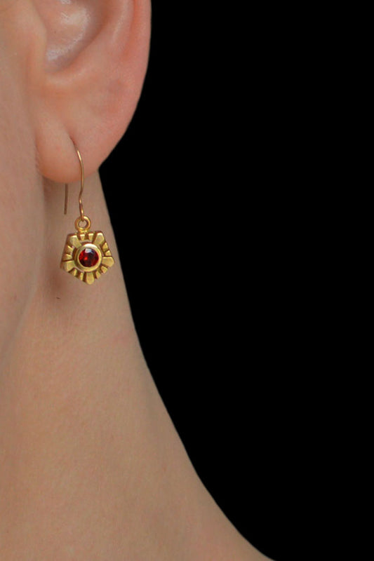 Helia earrings in gold vermeil with garnets by Annika Burman