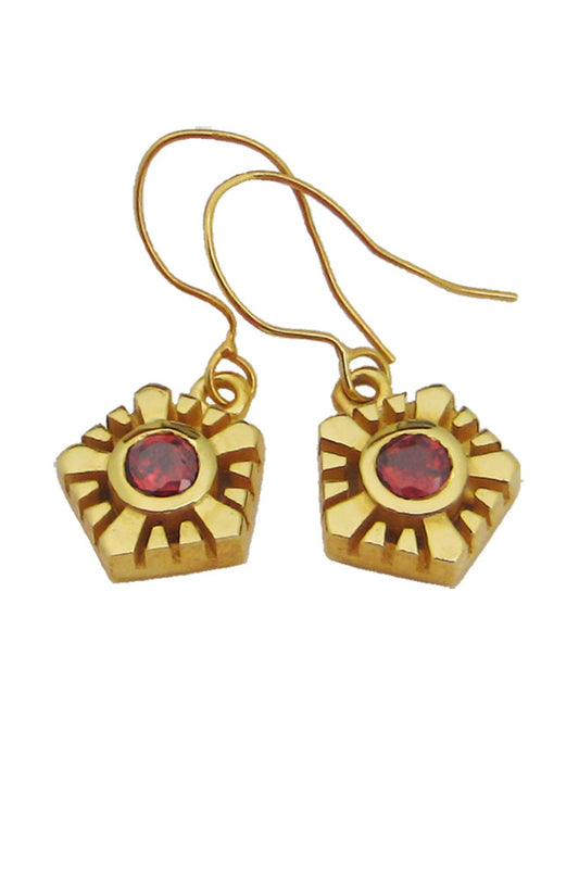 Helia earrings in gold vermeil with garnets by Annika Burman