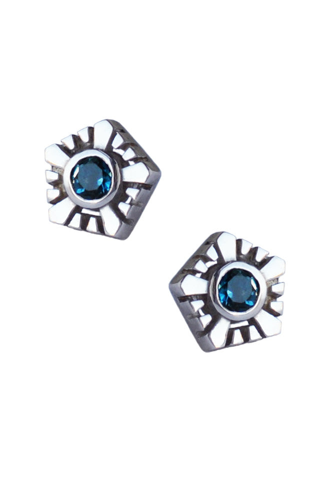 Helia silver stud earrings with topaz by Annika Burman 