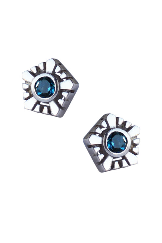 Helia silver stud earrings with topaz by Annika Burman 