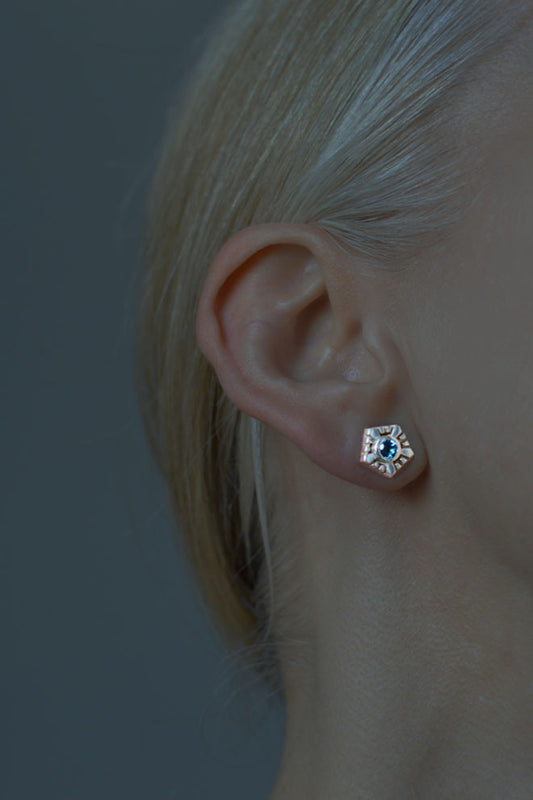 Helia silver stud earrings with topaz by Annika Burman 