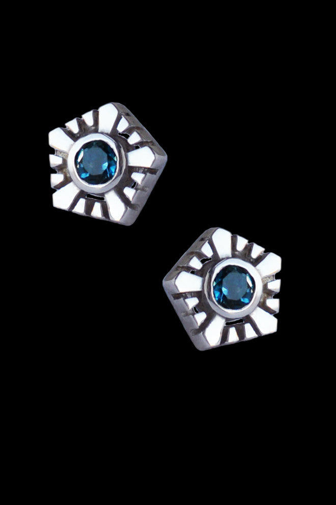 Helia silver stud earrings with topaz by Annika Burman 