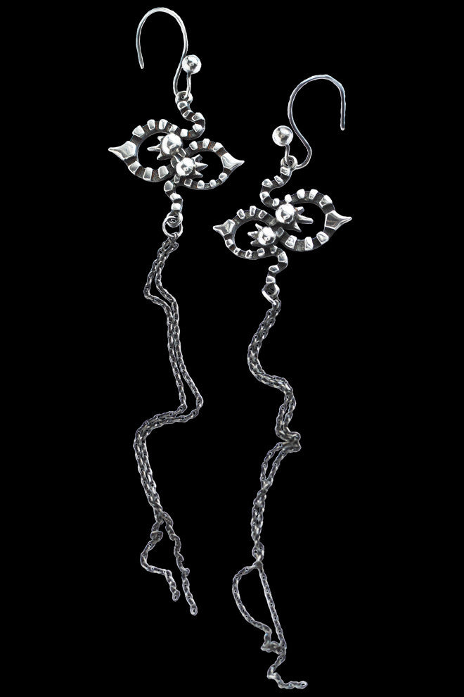 Long Kaleido Earrings In Silver - Annika Burman Jewellery
 - 1