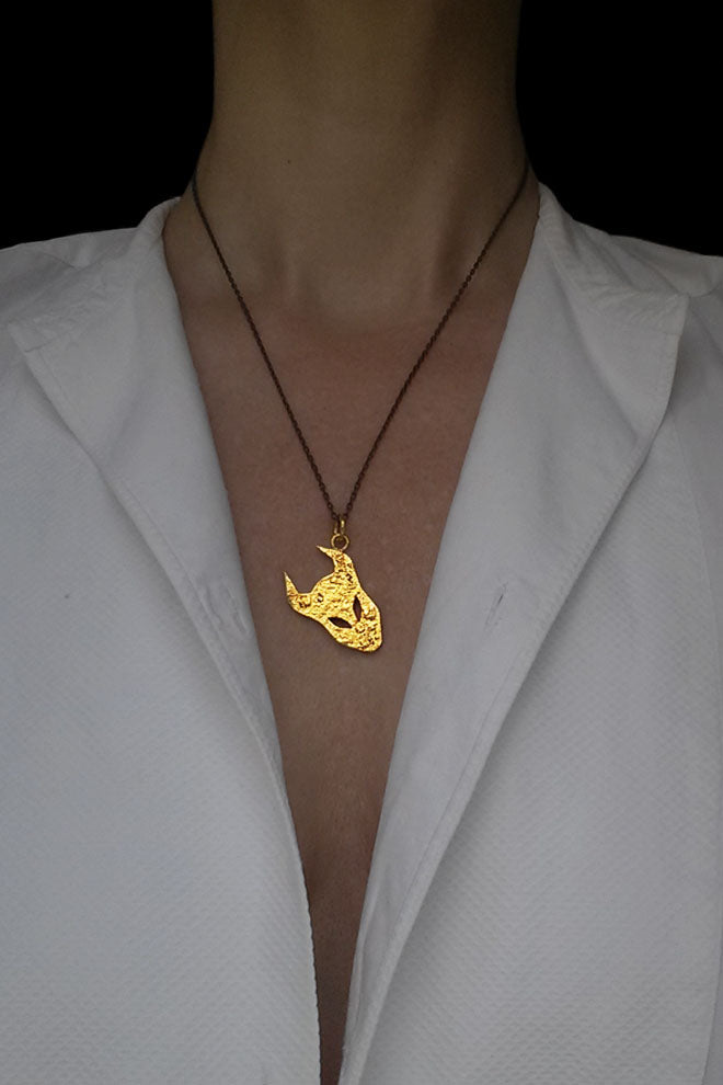 Large Demon pendant necklace in gold vermeil by Annika Burman