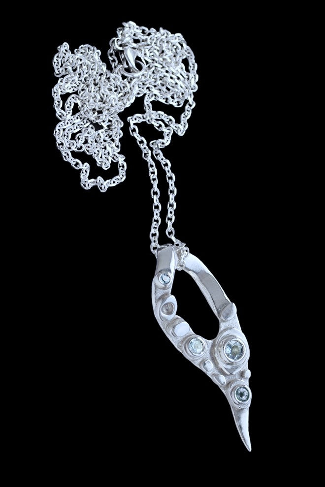 Large Topaz Blade silver pendant necklace by Annika Burman