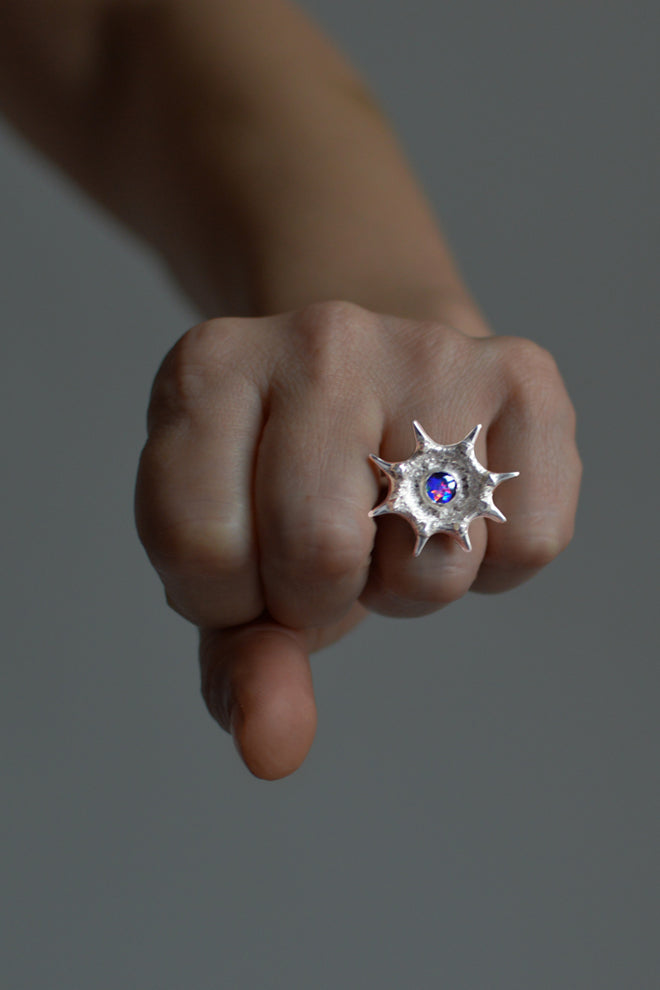 Nebula ring in silver with opal by Annika Burman
