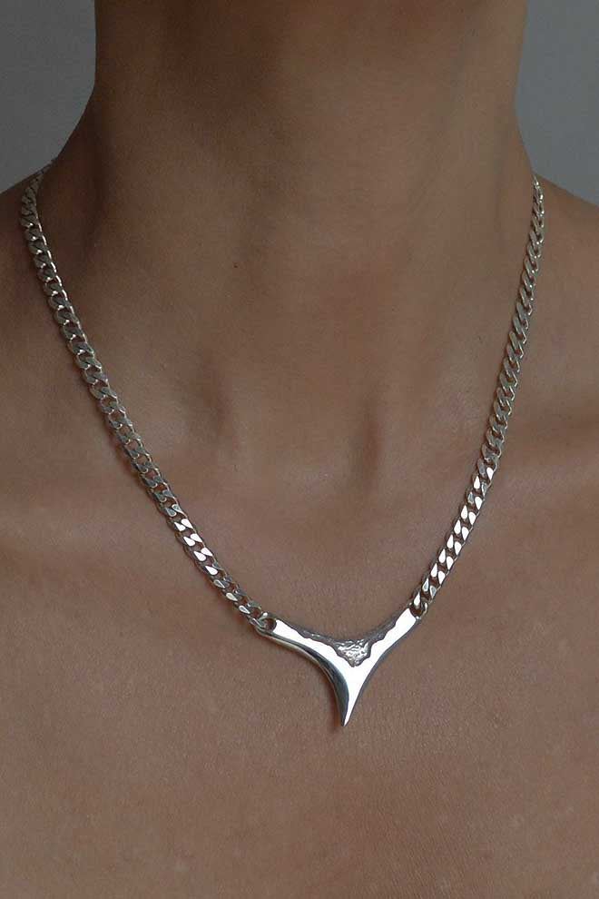 Shark silver necklace by Annika Burman