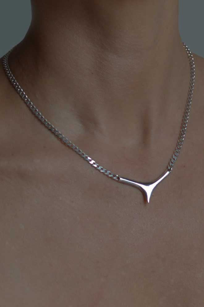 Shark slim silver necklace by Annika Burman